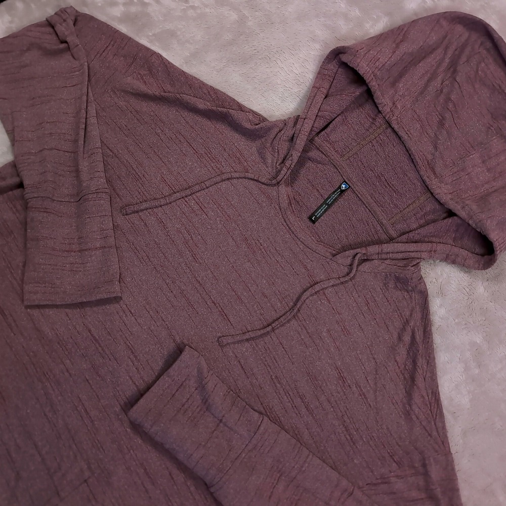Kuhl Vara Hoodie Womens Large Pink Excellent Pullover Kangaroo Pocket Hiking